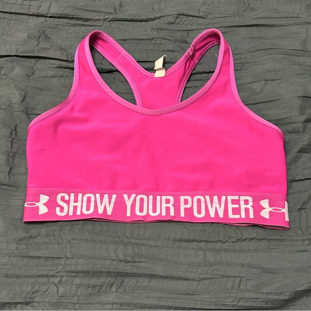 Under Armour Sports Bra Breast Cancer Awareness Pink Show Your Power Sz Small